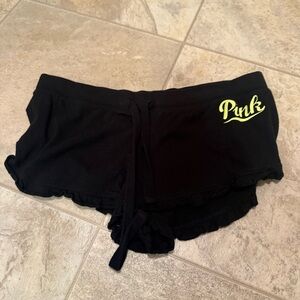 PINK Victoria's Secret Black Athletic Shorts with Ruffled Detail